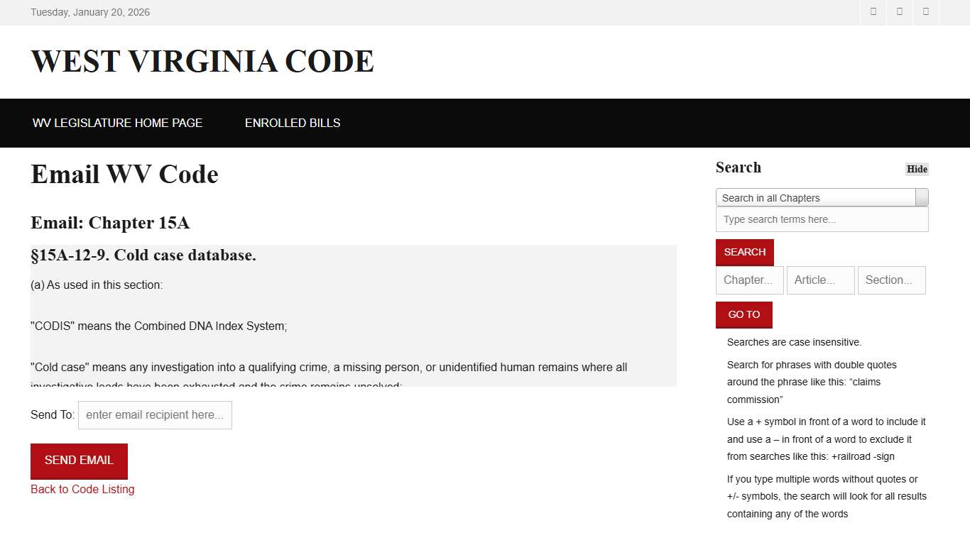 West Virginia Code | §15A