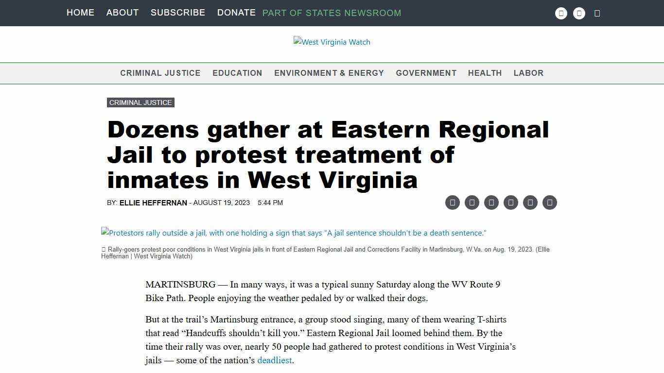 Dozens gather at Eastern Regional Jail to protest treatment of inmates in West Virginia • West Virginia Watch
